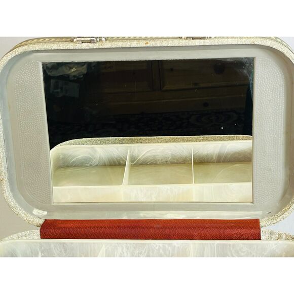 Vintage Air Away Mid Century Train Case Gray Tweed W/ Tray & Key - Picture 10 of 14